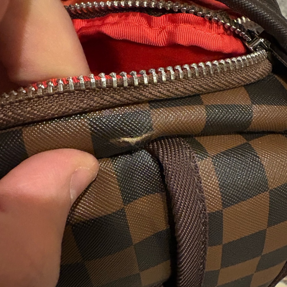 Sprayground Brown Checkered Backpack With Red And… - image 4